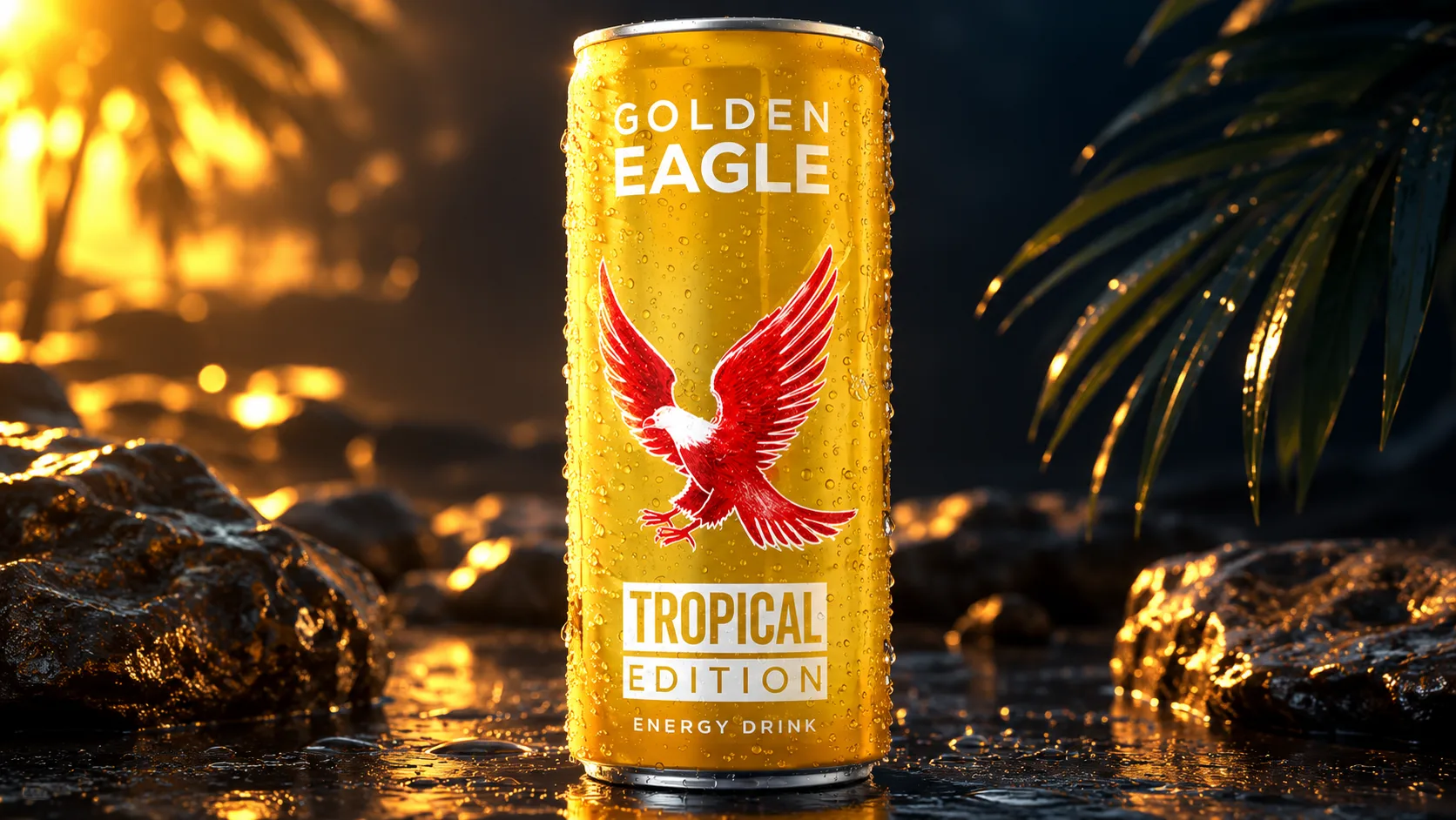 A can of Golden Eagle Tropical Edition catching golden afternoon light